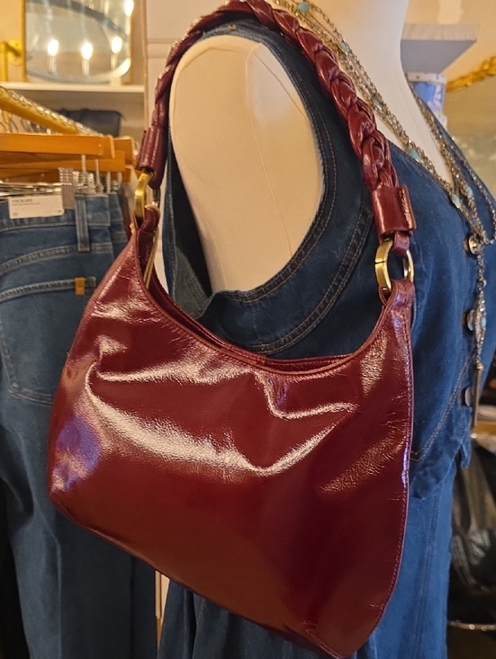 burgundy patent leather backpack WINONA bag /gold over the shoulder Shoulder Bag Burgundy Patent Leather